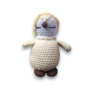 Handmade Crochet Penguin Plush Toy, Cream and Grey, Amigurumi Toy