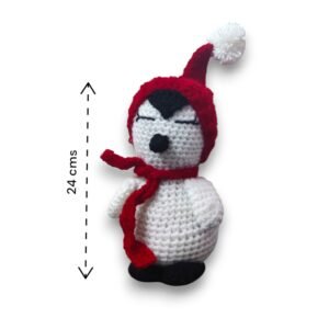 Handmade Crochet Snowman Amigurumi, Christmas Decorative Plush Toy, White and Red