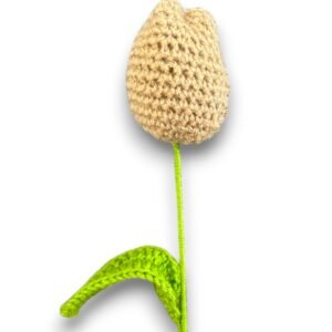Handmade Crochet Tulip, Brown Color, Decorative Artificial Flower with Stem, Single Stem