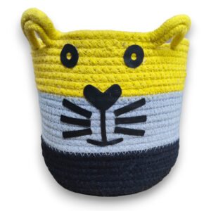 Handmade, Three Color, Cotton and Jute Storage Basket